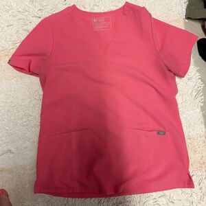 Figs Women's Scrub Top in Coral